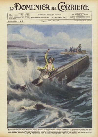 När du kör en nyinköpt överbord på Lago Maggiore, nära Angera? av Achille Beltrame