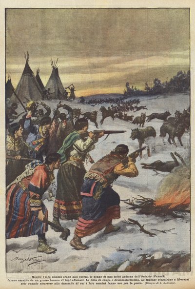 Medan deras män jagade, var kvinnorna i en Ontario-indiansk stam (Kanada) det? av Achille Beltrame