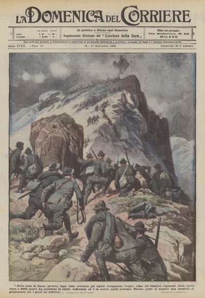 I området Fassa (Avisio), efter en hård kamp, ​​ockuperade de alpina trupperna den robusta toppen av Cauriol? av Achille Beltrame