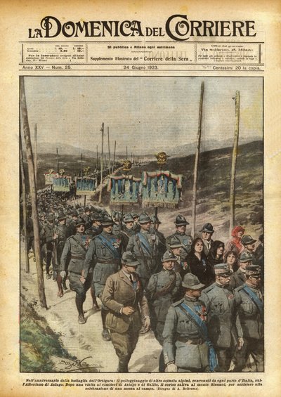 På årsdagen av slaget vid Ortigara, pilgrimsfärden för över sex tusen Alpini? av Achille Beltrame