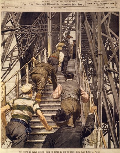 Nya sporter: löplopp uppför trappan på Tour Eiffel i Paris, 17 december av Achille Beltrame