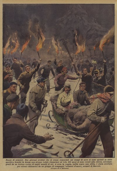 Skidåkares bröllop av Achille Beltrame