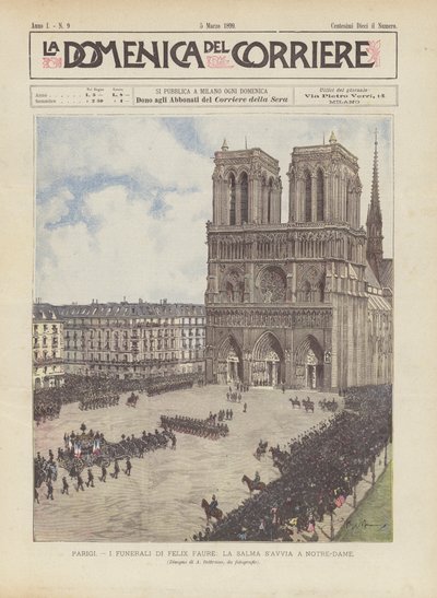 Paris, Felix Faures begravning, kroppen går till Notre-Dame av Achille Beltrame