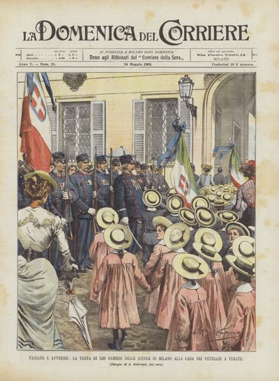 Past e Avvenire, besöket av 1500 barn från Milanos skolor på Casa Dei Veterani i Turate av Achille Beltrame