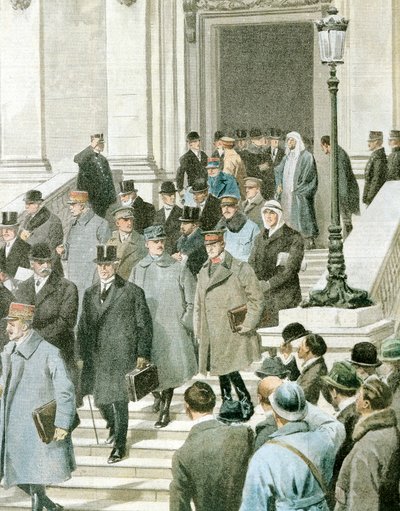 Fredskonferensdelegater lämnar Quai D