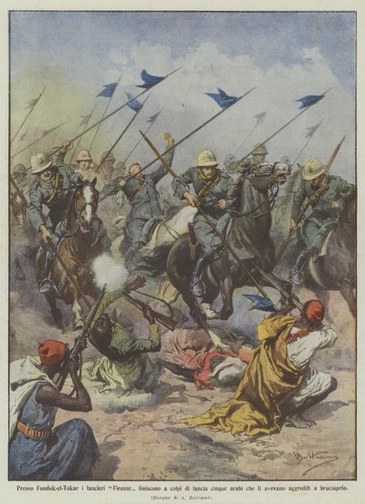 Vid Fonduk-el-Tokar träffade Florens spjutmän fem araber som hade dem? av Achille Beltrame