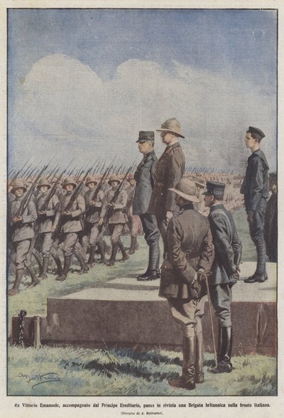 Recenserar kung Vittorio Emanuele, tillsammans med kronprinsen, en brigad? av Achille Beltrame