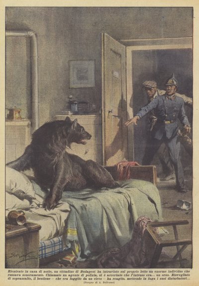 Väl hemma på natten, fick en medborgare i Budapest en skymt av en enorm man på sin säng? av Achille Beltrame