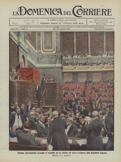 Möte för nationalförsamlingen i Versailles för valet av den nya presidenten för den franska republiken av Achille Beltrame