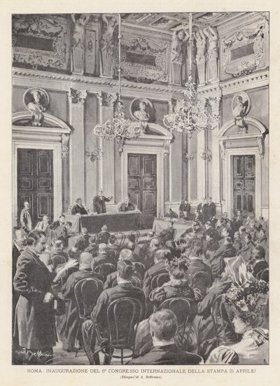 Rom, invigning av den 6:e internationella presskongressen (5 april) av Achille Beltrame