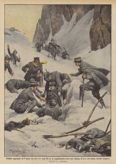 Soldat knuten till den 7:e Alpini hittades vid liv efter 40 timmars begravning under en lavin av snö? av Achille Beltrame