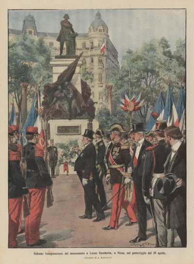 Högtidlig invigning av monumentet till Leone Gambetta, i Nice, på eftermiddagen den 25 april av Achille Beltrame