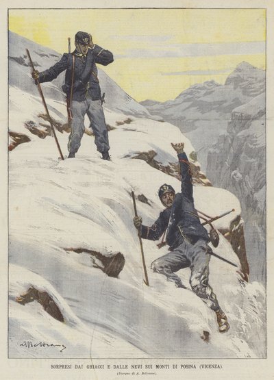 Förvånad av isen och snön på bergen i Posina (Vicenza) av Achille Beltrame
