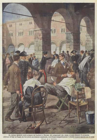 Ett märkligt avsnitt av barberarstrejken i Treviso av Achille Beltrame