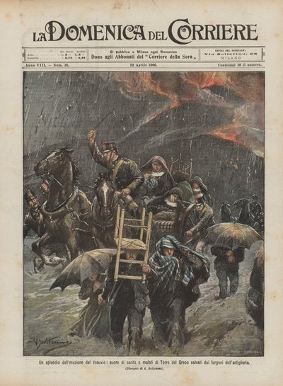 Ett avsnitt av Vesuvius utbrott, nunnor av välgörenhet och de sjuka i Torre del Greco räddade av? av Achille Beltrame