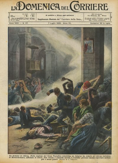 Blixtnedslag i kyrkan av Achille Beltrame