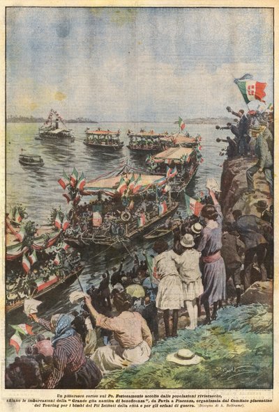 En pittoresk procession på Po av Achille Beltrame
