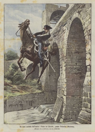 En kullerbytta från den antika Djävulsbron nära Tolentino (Macerata) av Achille Beltrame