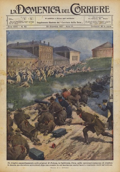 Ett tragiskt myteri i Folsom, Kaliforniens fängelser av Achille Beltrame