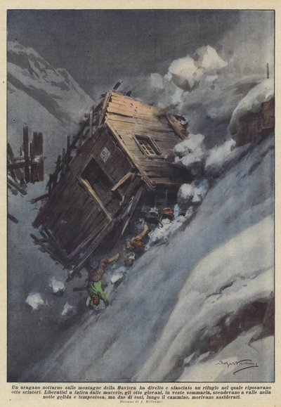 En nattlig orkan i bergen i Bayern har rivit och krossat en tillflyktsort i vilken? av Achille Beltrame