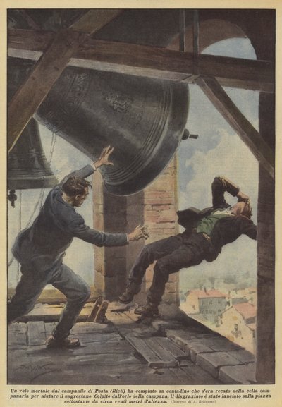 En dödlig flykt från klocktornet i Posta (Rieti) gjorde en bonde som gick till kvällen? av Achille Beltrame