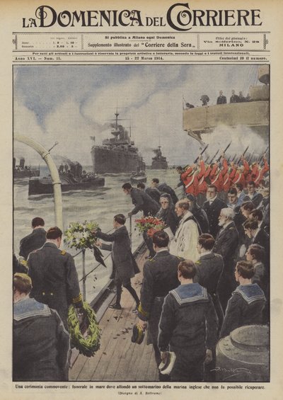 En gripande ceremoni, en begravning till sjöss där jag sänker en ubåt från den engelska flottan som? av Achille Beltrame