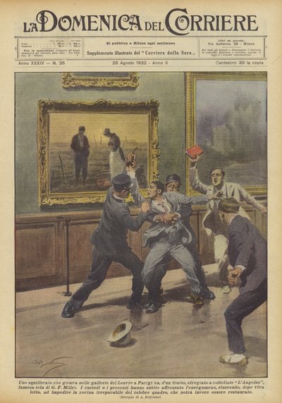 Gjorde en galen man som gick runt på Louvrens gallerier i Paris helt plötsligt? av Achille Beltrame