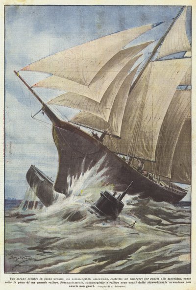 En märklig konfrontation mitt i havet av Achille Beltrame