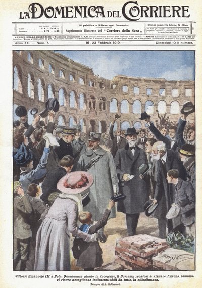 Vittorio Emanuele III i Pula av Achille Beltrame