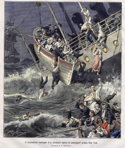 Vraket av Larchmont-båten utanför New York i februari 1907 av Achille Beltrame