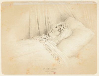 Madame Récamier (Juliette Récamier) på sin dödsbädd den 11 maj 1849 av Achille Devéria