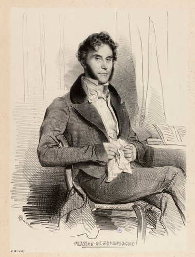 Porträtt av Ajasson de Grandsagne av Achille Devéria