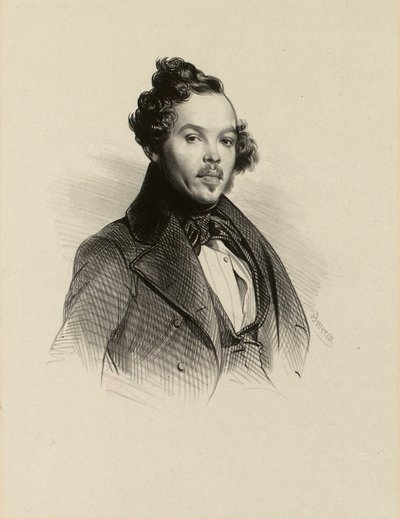 Porträtt av Emilien Desmaisons (1812-1880), tecknare och litograf. (IFF 65) av Achille Devéria
