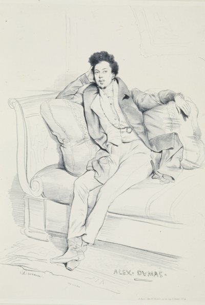 Porträtt av Alexandre Dumas av Achille Devéria