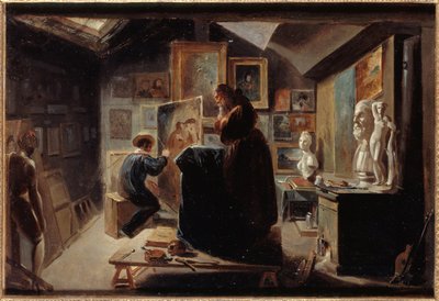 Modells pose, ca 1838 (olja på papper på duk) av Achille Devéria