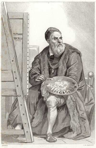 Porträtt av Tizian av Achille Devéria