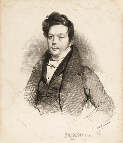 Porträtt av kompositören Auguste-Mathieu Panseron 1796-1859, 1832. av Achille Devéria