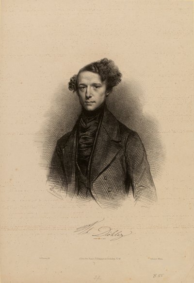 Porträtt av kompositören Theodor Döhler 1814-1856. av Achille Devéria