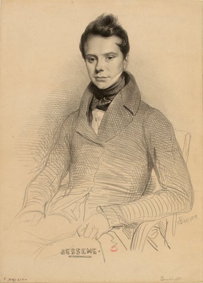 Porträtt av violinisten och kompositören Antoine Bessems 1806-1868, 1832. av Achille Devéria