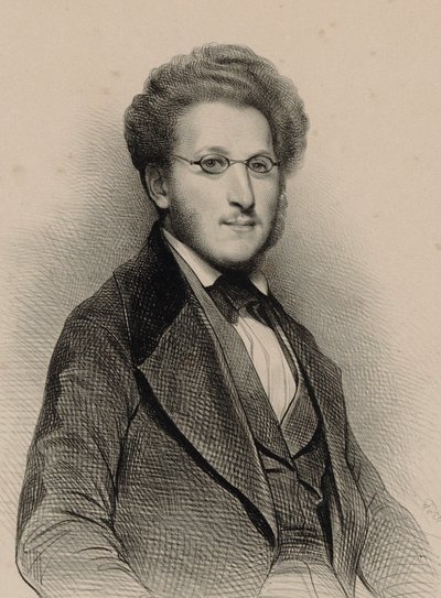 Porträtt av violinisten och kompositören Heinrich Panofka 1807-1887, 1840. av Achille Devéria