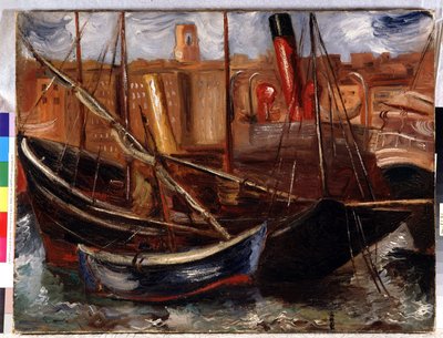 Båtar och båtar i den gamla hamnen i Marseille av Achille Emile Othon Friesz