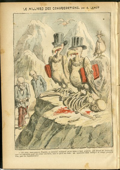 Illustration av Achille Lemot (1846-1909) i Le Pelerin, 07/10/06 - Miljarden kongregationer - Religion Tro, katolsk katolicism - Miljarder församlingar - Gamar av Achille Lemot