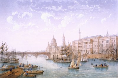 Custom House och London Bridge, 1862. av Achille Louis Martinet