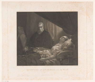 Il Tintoretto porträtterar sin dotter på sin dödsbädd Le Tintoret au lit de mort de sa fille (titel på objekt) av Achille Louis Martinet