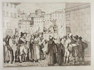 Marionettföreställning i Rom av Achille Pinelli