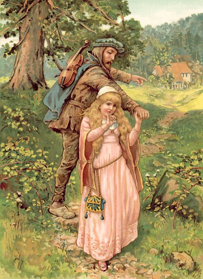 Prinsessan och tiggarmannen (chromolitho) av Ada Dennis