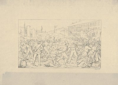 Slaget i Baltimore, 19 april 1861 från Confederate War Etchings, 1861-63. av Adalbert John Volck