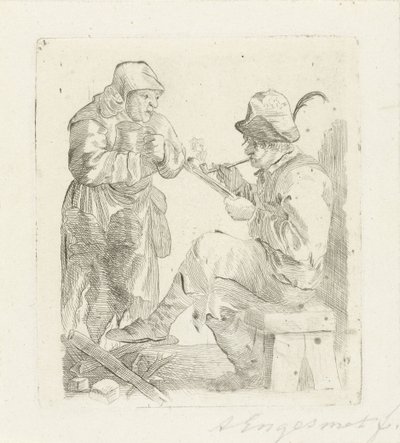 Rökande man av Adalbertus Engelsmet (signed by artist)