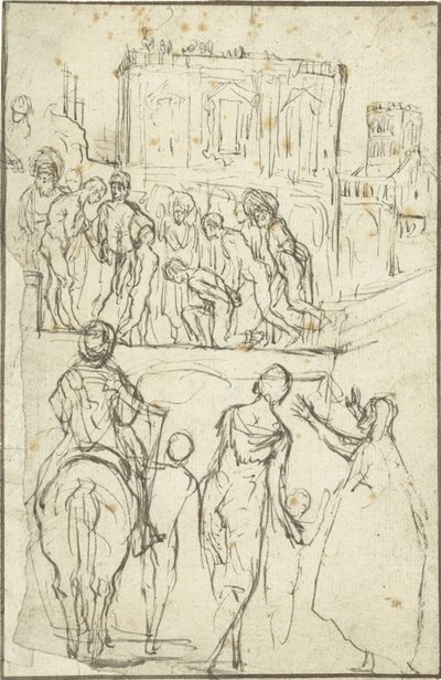 Tyska: Josephus wird von Nicanor vor Kaiser Vespasianus geführt Josephus leds av Nicanor före kejsar Vespasianus av Adam Elsheimer
