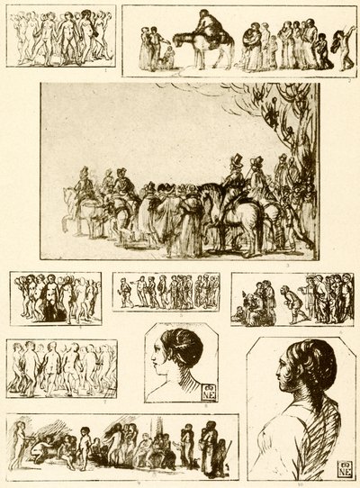 Runddanser, huvudstudier och grupper av figurer av Adam Elsheimer